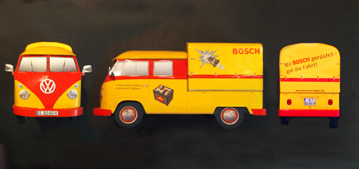 VW Bulli T1 Doka (DoppelKabine) 1965 Bosch Classic Vehicle - Paper Model 1/35  Scale